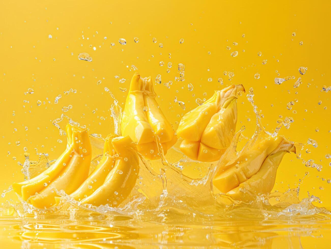 Levitating and splashing cantaloupe pieces separated photo