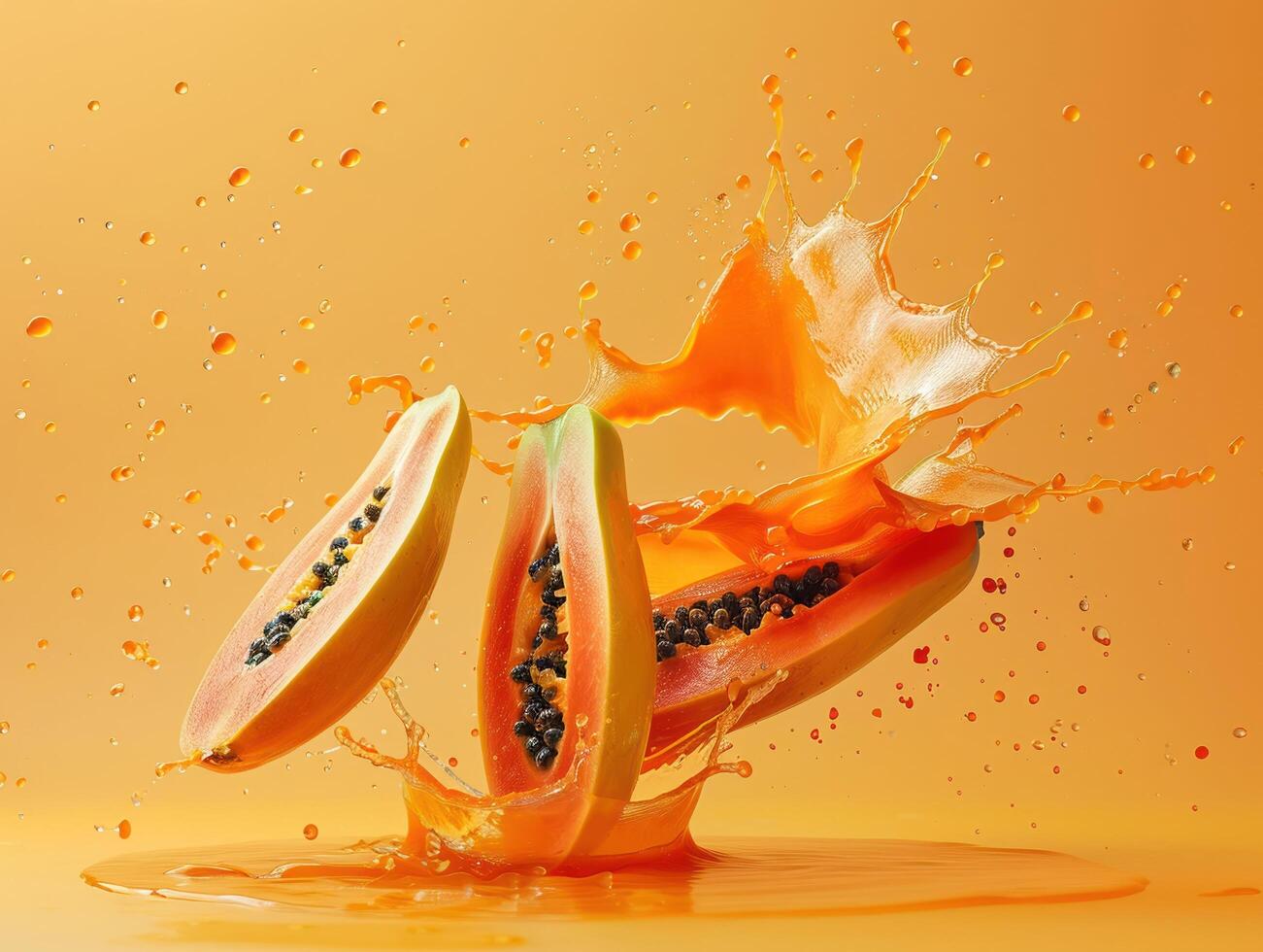 Levitating and splashing pear slices separated photo