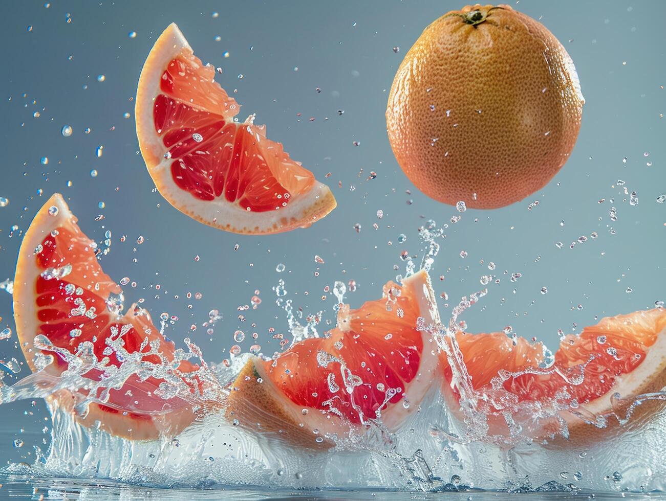 Levitating and splashing starfruit slices separated photo
