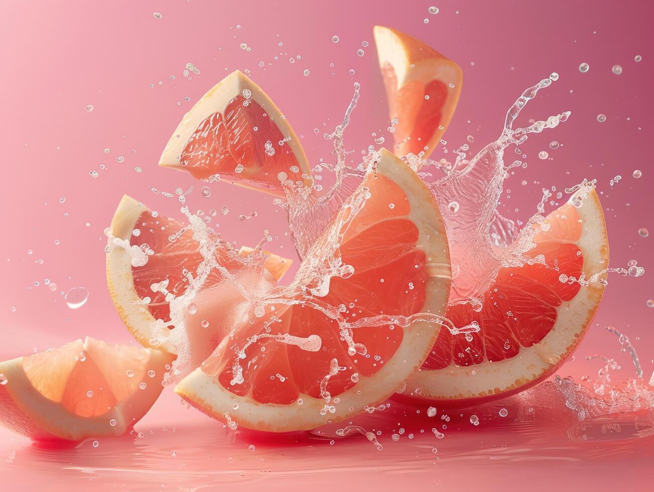 Levitating and splashing plum segments separated photo