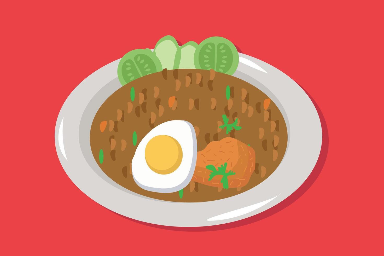 fried rice traditional food illustration vector