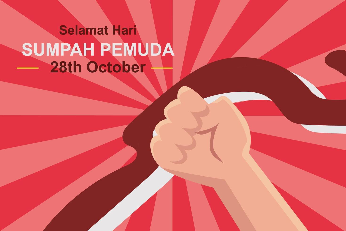 Happy youth oath on October 28 social media post. illustration with red and white flag for banner, greeting card, banner and design template vector