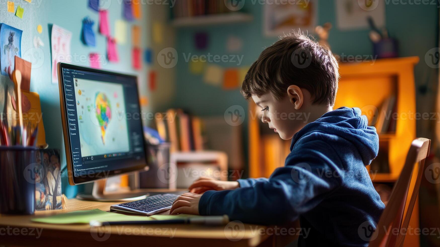 Teacher conducting a language lesson via call photo