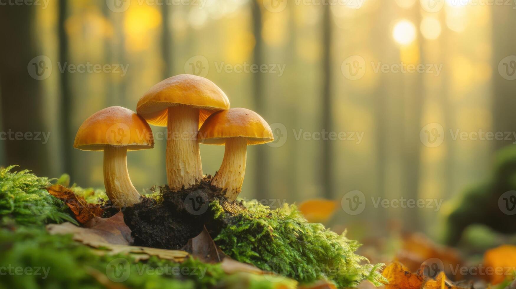 Wild mushroom foraging in the forest photo