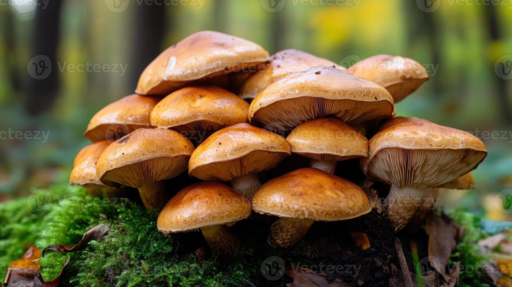 Wild mushroom foraging in the forest photo