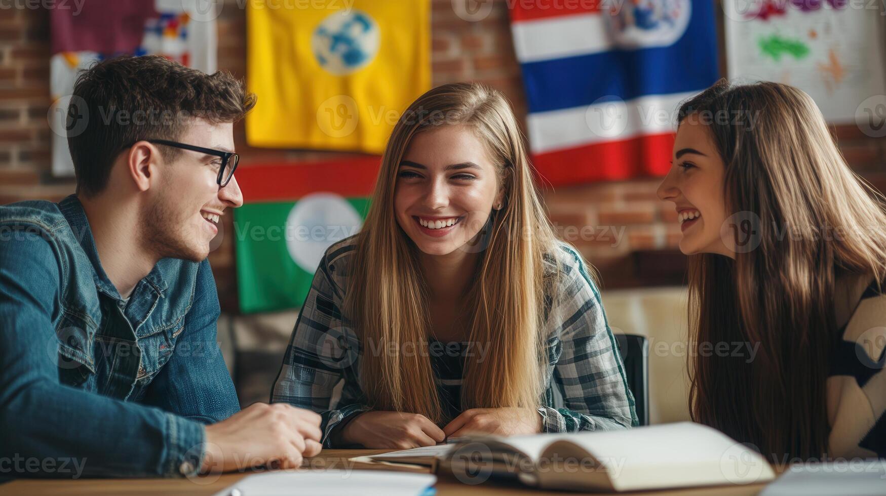 Students learning foreign language in class photo