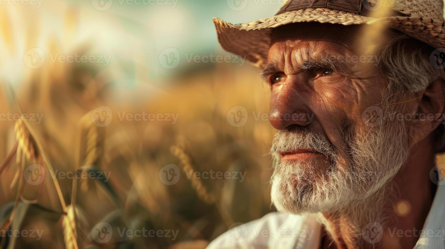 Farm Workers Portrait on the wheat field background photo