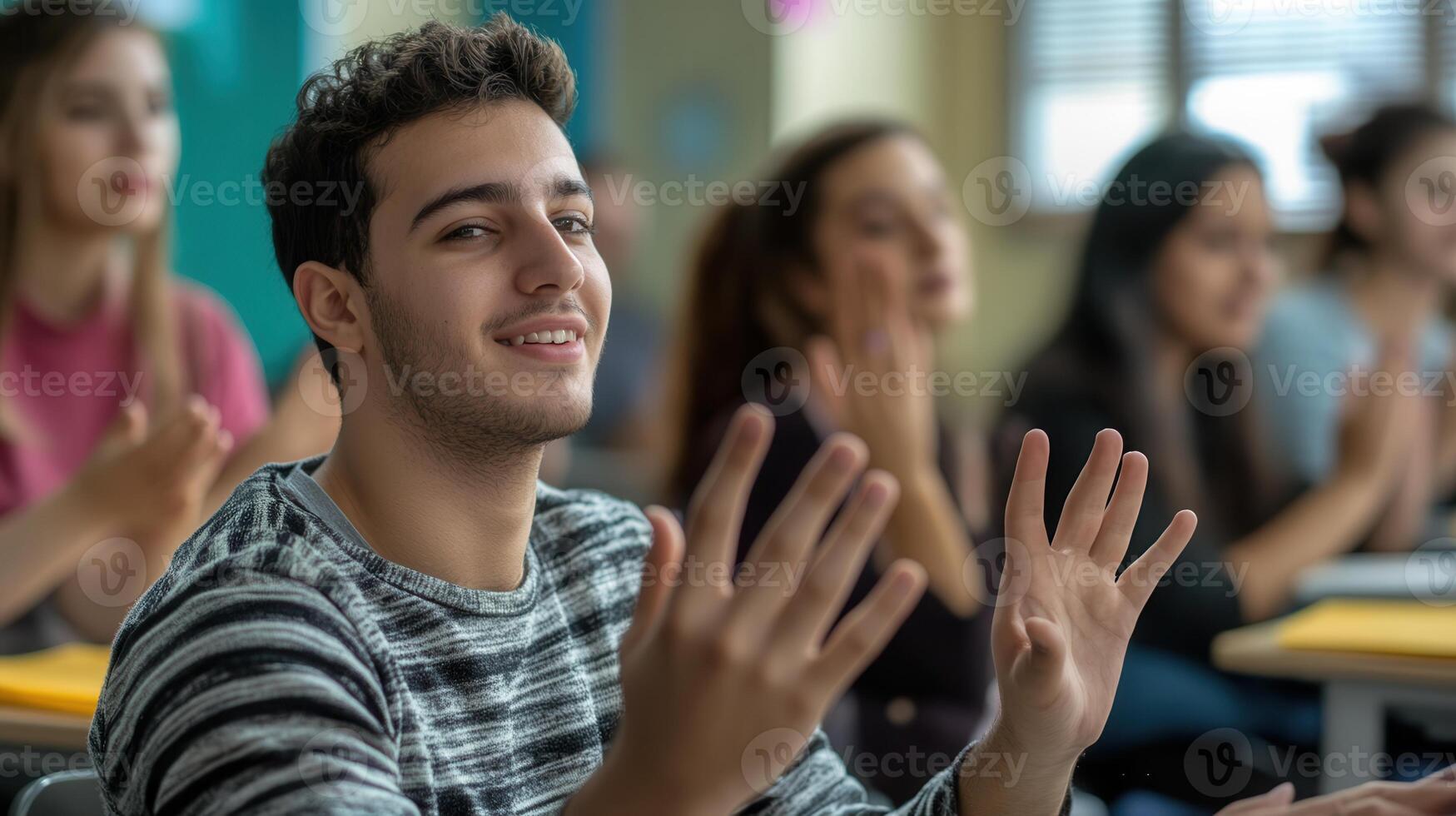 Students learning foreign language in class photo