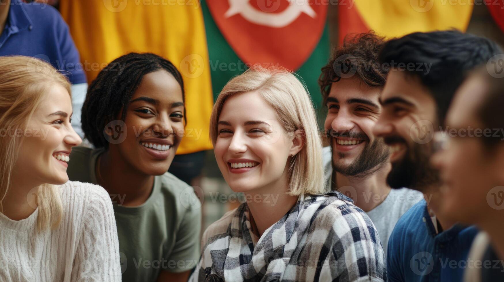 Diverse group of people. Language exchange photo