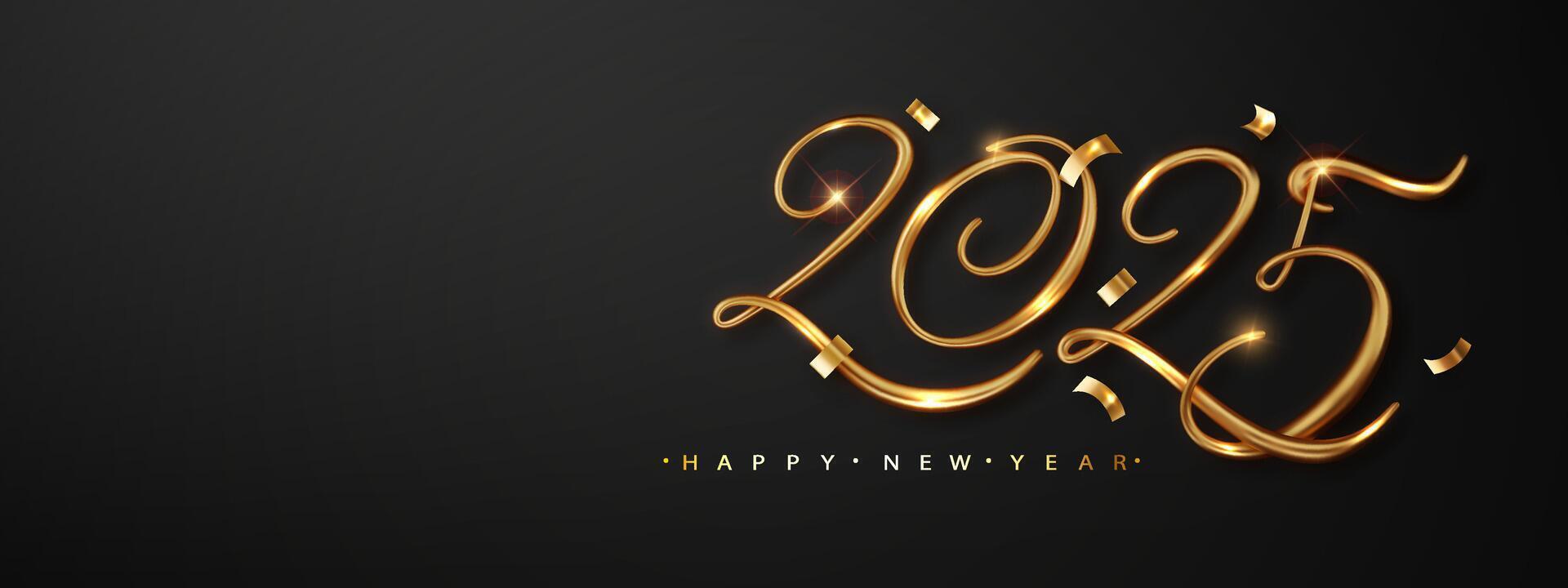 New Year 2025 premium design. Realistic gold 3d numbers for greeting cards, banners or posters. vector