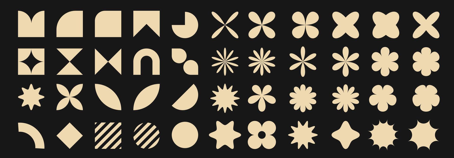 Brutal modern contemporary figure collection. Abstract geometric shapes and icons. Primitive elements set. vector