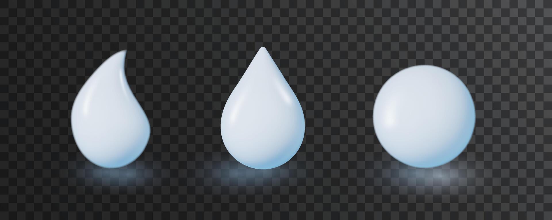 White drops isolated. Skin care mousse, gel or lotion. Dripping almond or coconut milk set of different shapes vector
