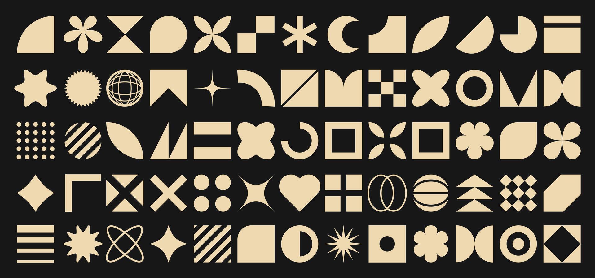Retro simple primitive elements and abstract futuristic shapes. Y2k geometric elements for logo, icon, web design, print, advertising vector