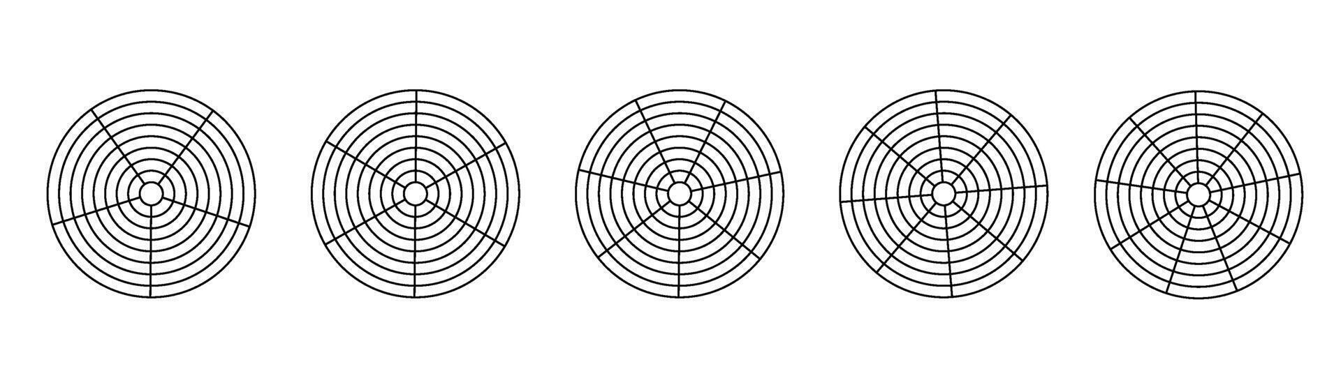 Circle diagram of life style balance. Device gauge or radar coordinate screen template. vector