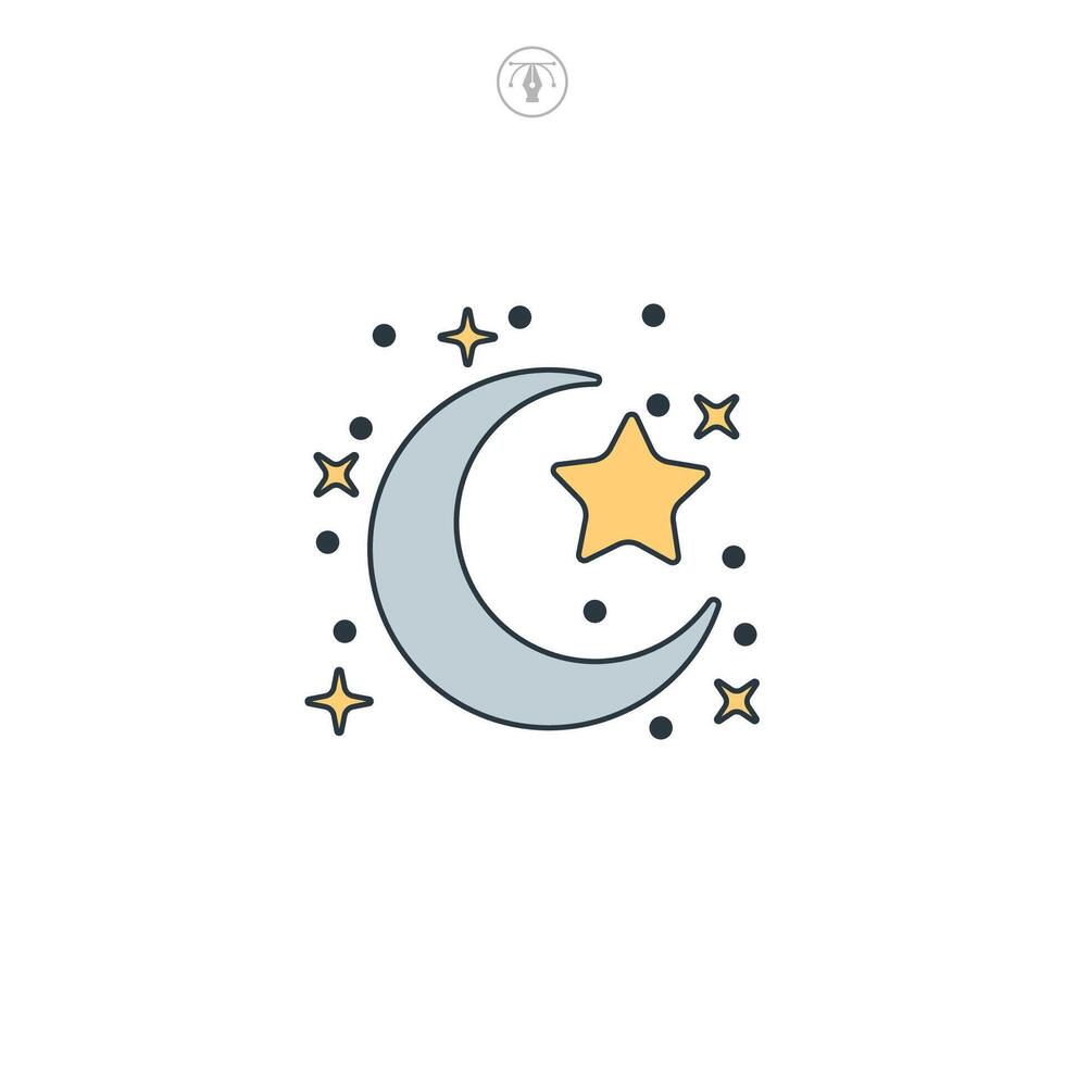 Moon and Star icon symbol illustration isolated on white background vector