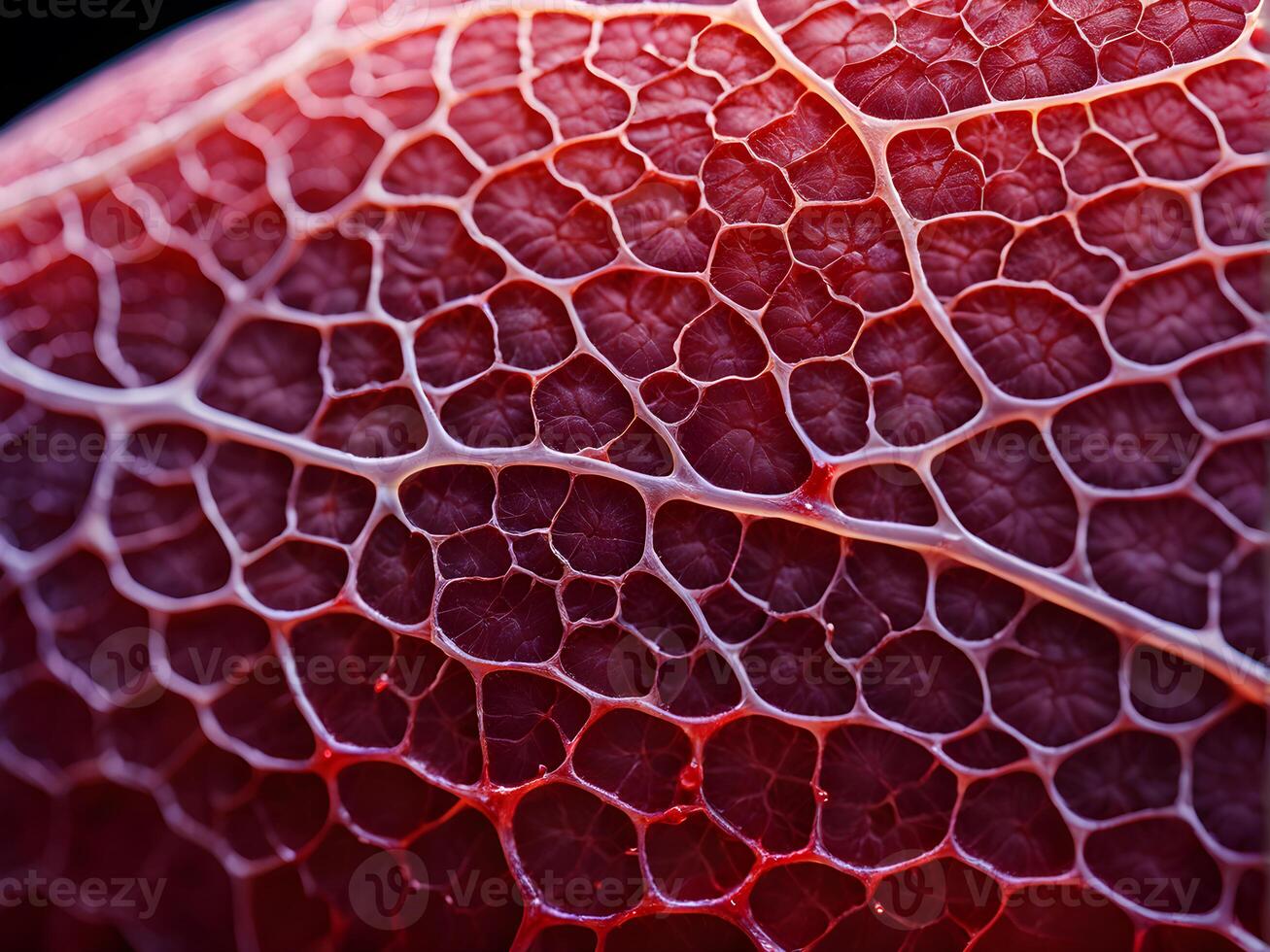 macro shot of showcasing the intricate interplay between the red human blood vein and the translucent structure microbiology photo