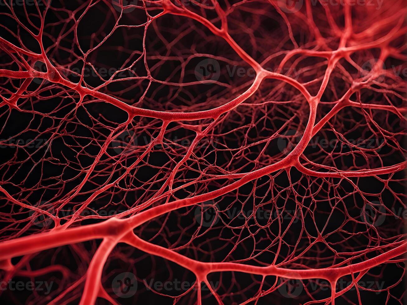 Microbiology of the complex and intricate network system of blood vein within a human body organ structure photo
