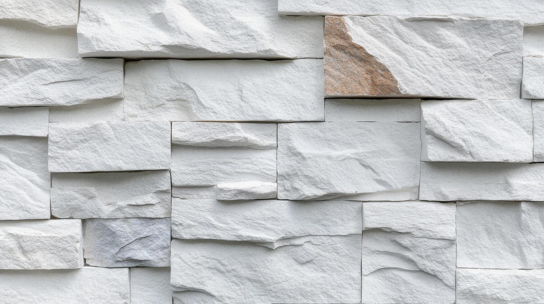 Textured white stone wall tiles arranged in an organized pattern for modern interior design photo
