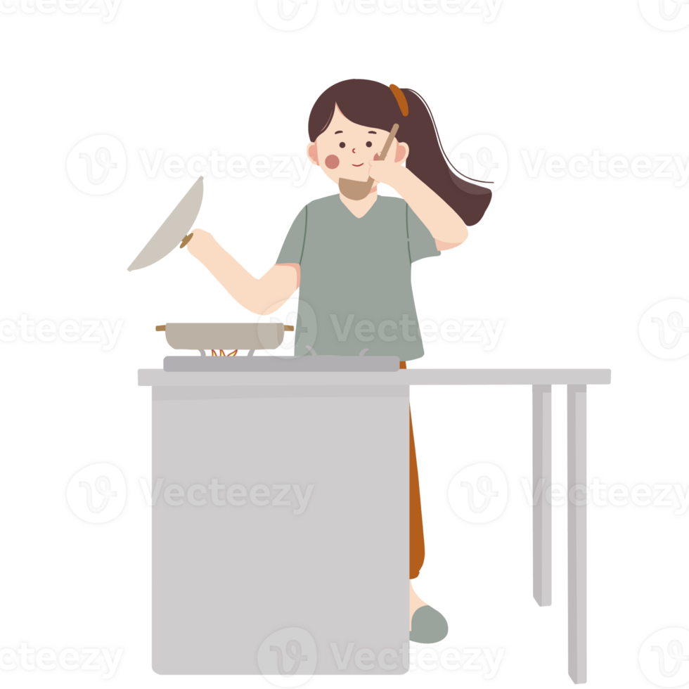 illustration of a woman tasting food png
