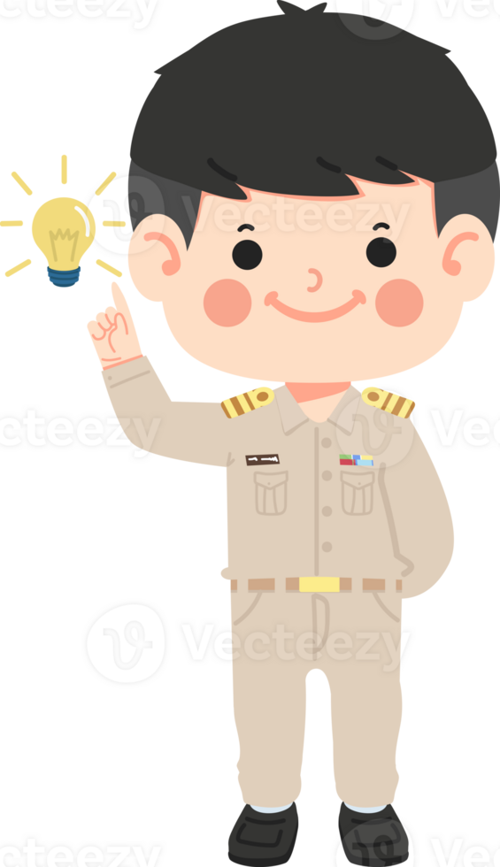 Thai man teacher in government employee uniform png