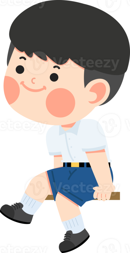 Cute student sitting at his desk png
