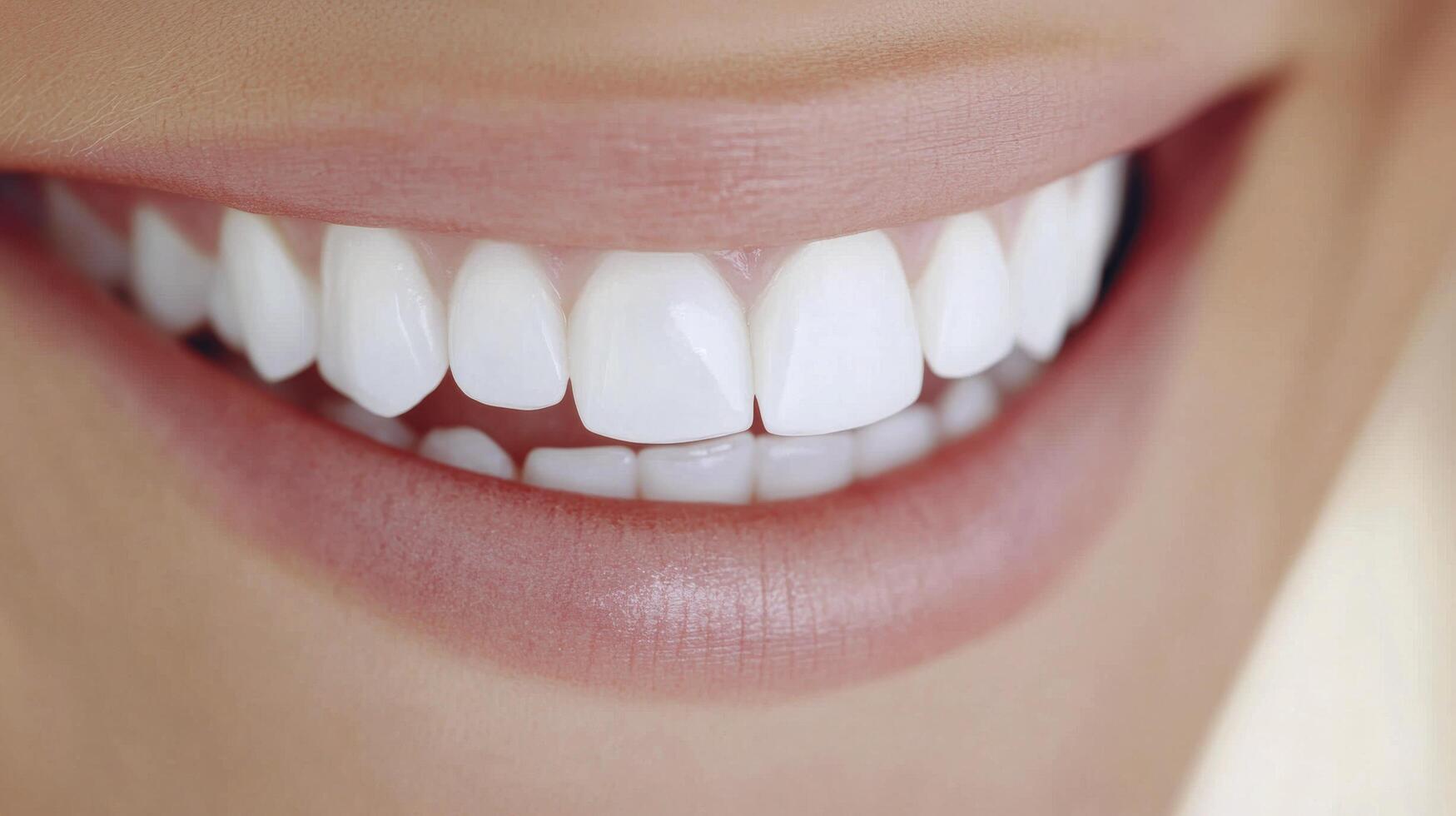 Bright and healthy smile showcasing perfect teeth in a close-up view with clear skin photo