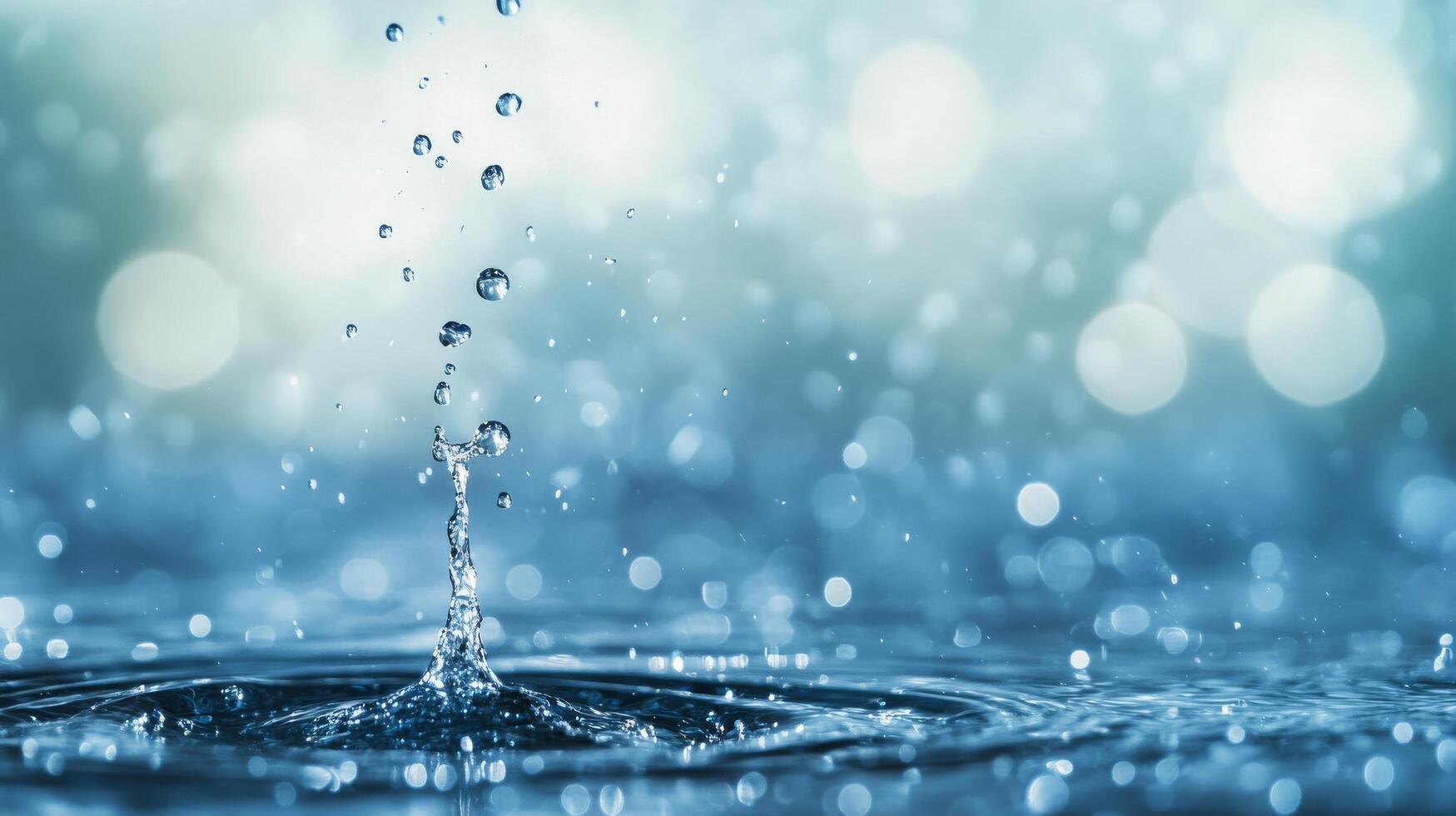 A splash of water creates ripples in a serene blue setting during a sunny afternoon photo