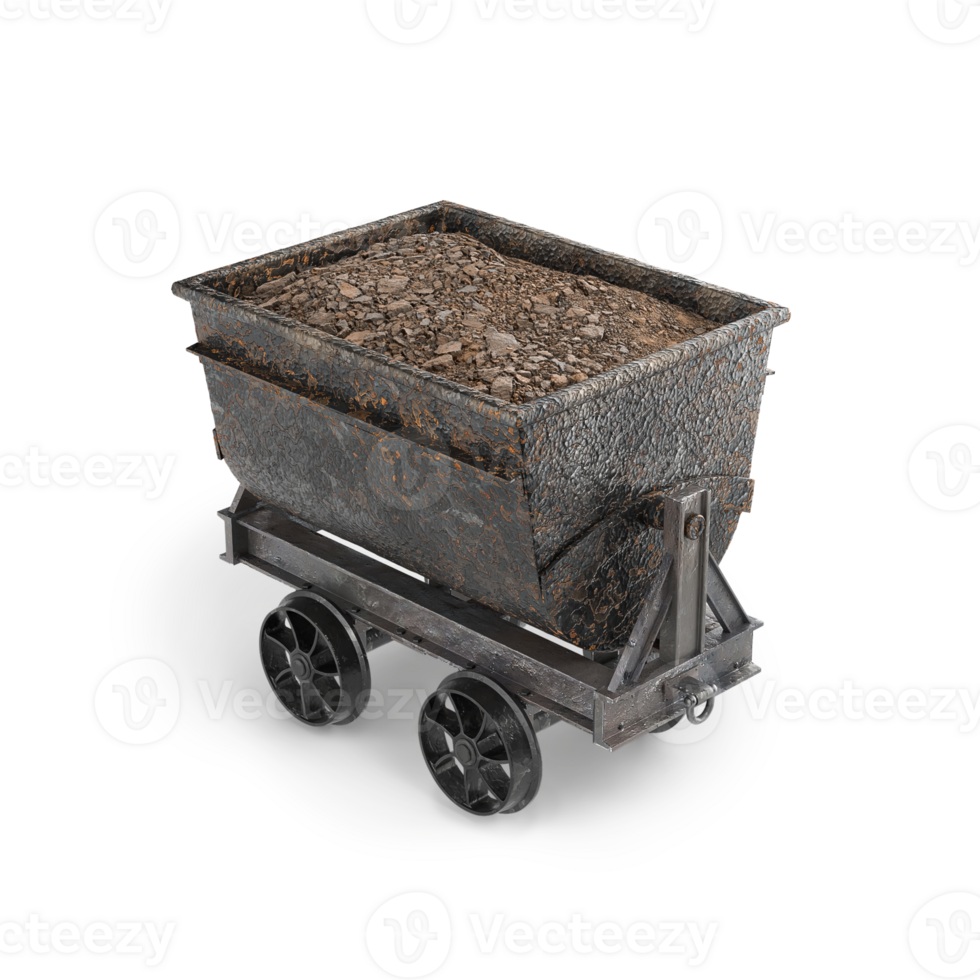 iron cart full of stones png