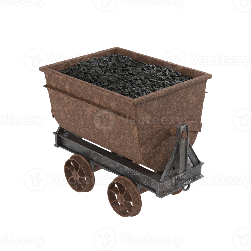 rusty iron cart full of coal png