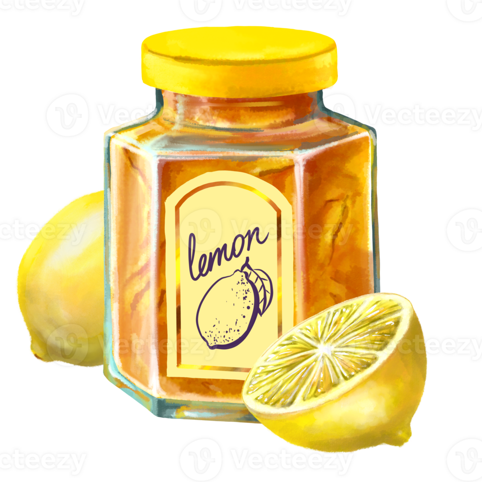 Lemon Jam in the Can with lable and Lemons near it png