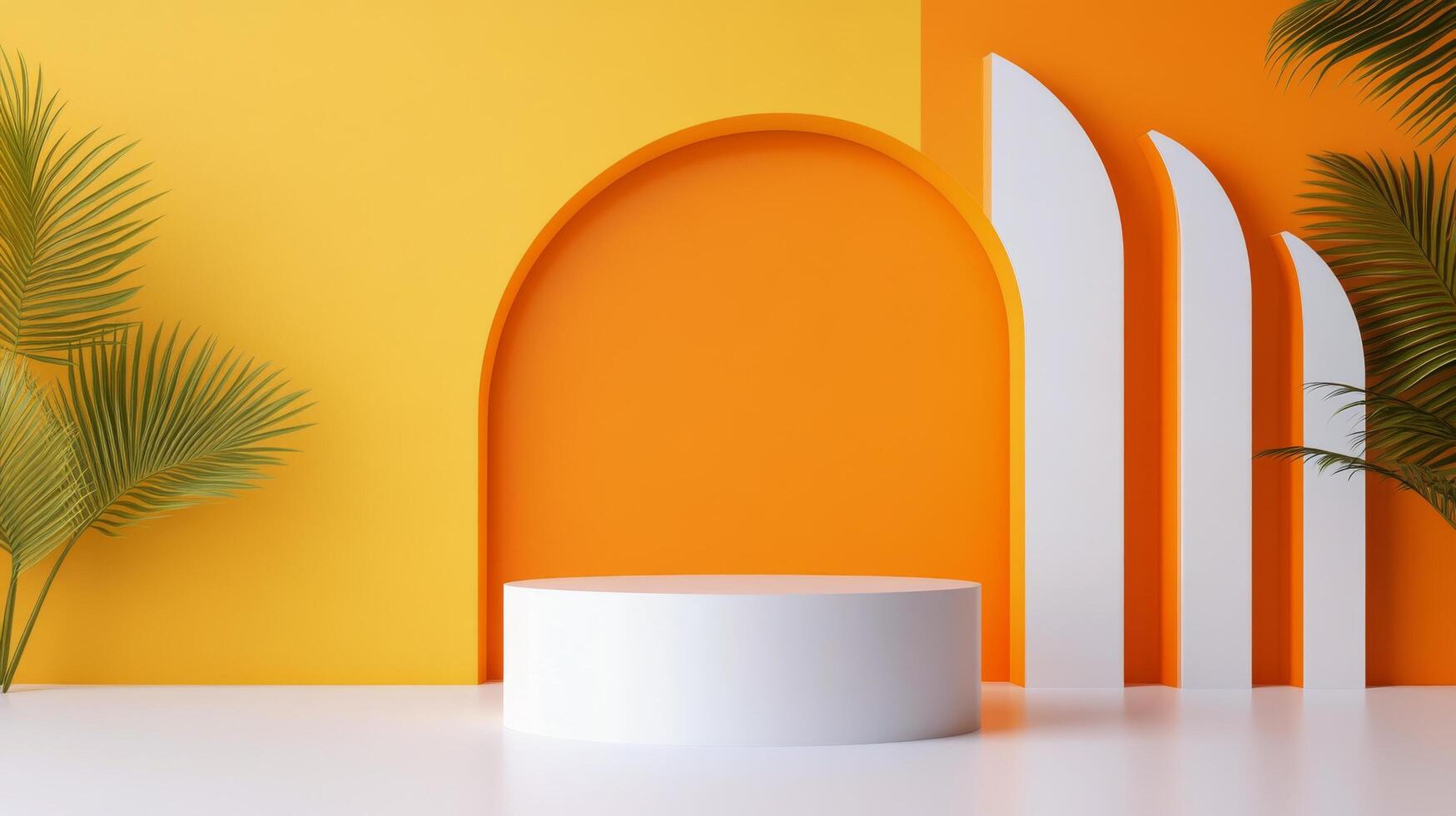 Vibrant abstract display featuring geometric shapes and colorful backgrounds in a studio setting photo