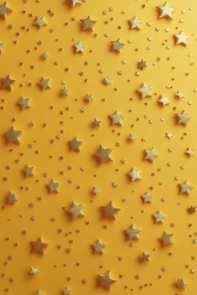 Golden stars scattered across a bright yellow background create a festive atmosphere photo