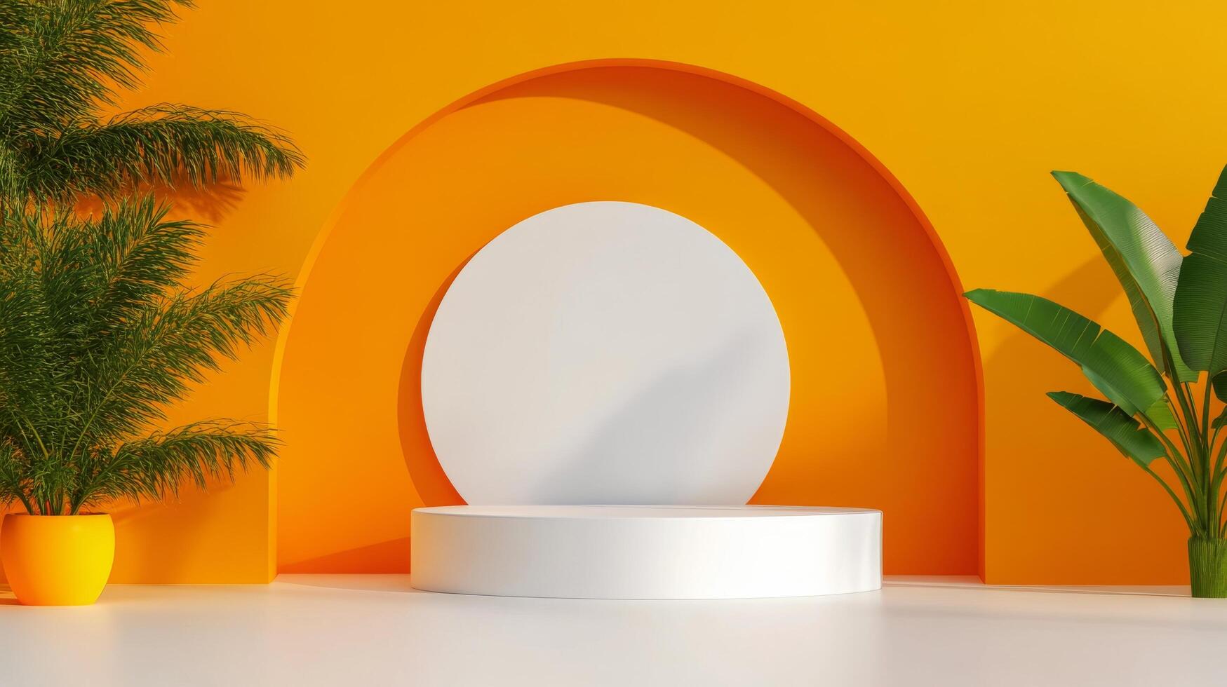 Vibrant abstract display featuring geometric shapes and colorful backgrounds in a studio setting photo