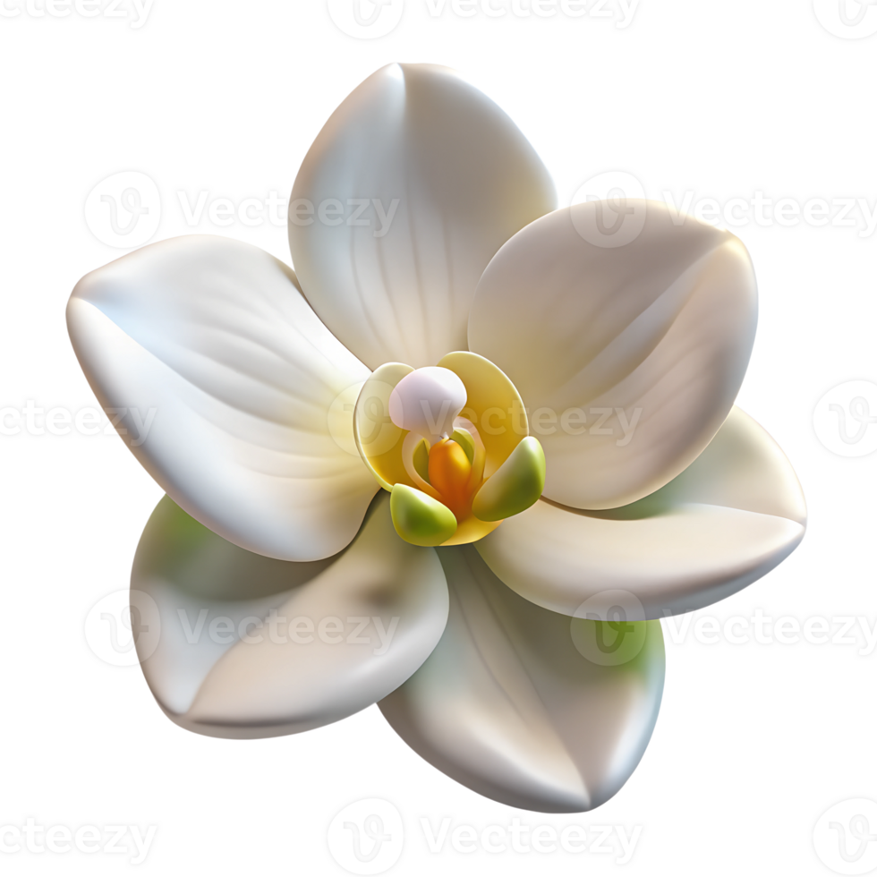 Blühen Weiß Orchidee Blume 3d Illustration isoliert auf das transparent Hintergrund png
