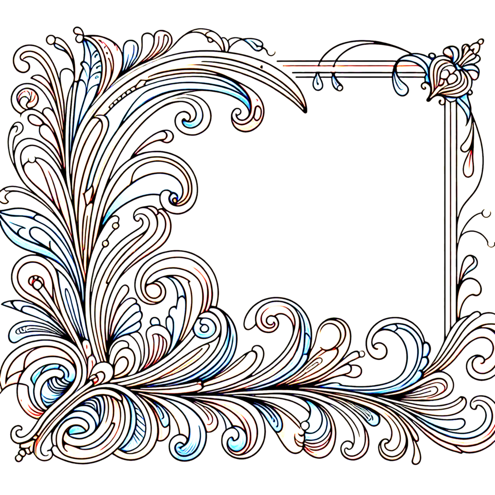 frame with swirls and flowers png