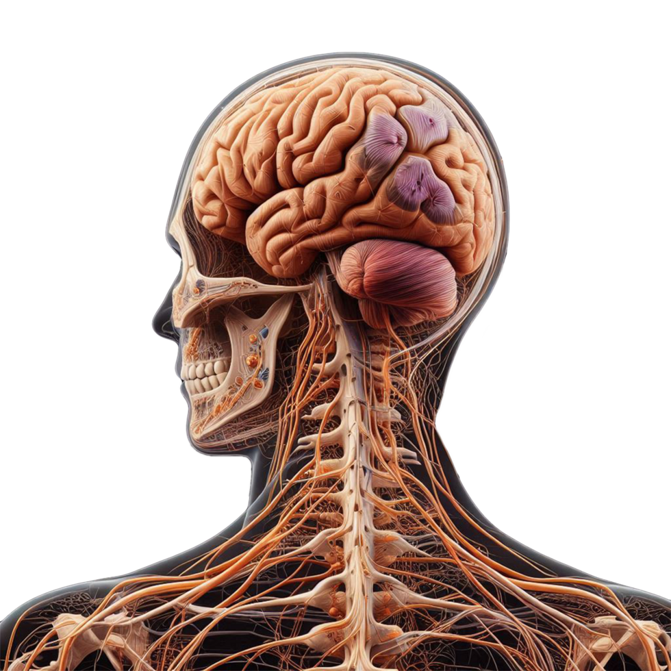 human brain and nervous system transparent background png