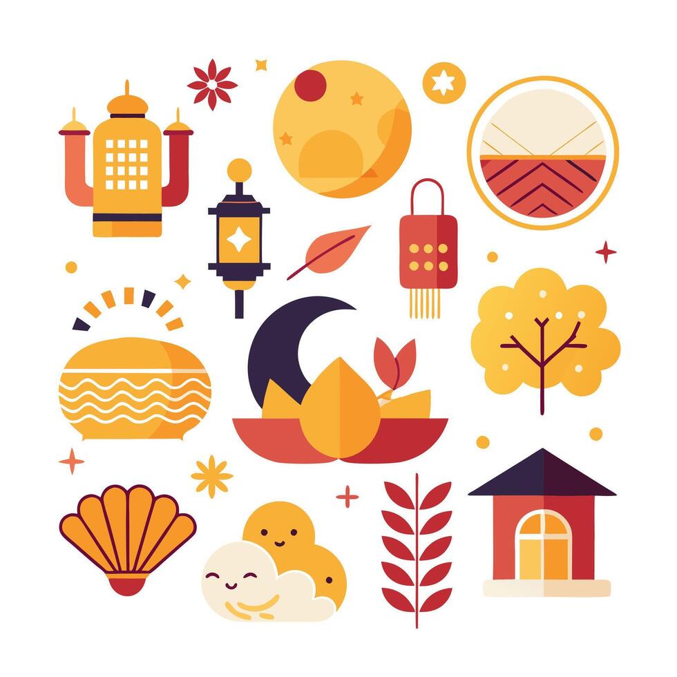 A set of icons for the chinese new year vector
