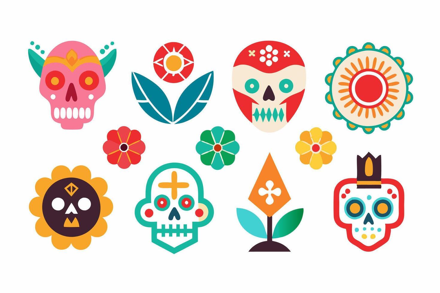 Day of the dead sugar skull icons vector