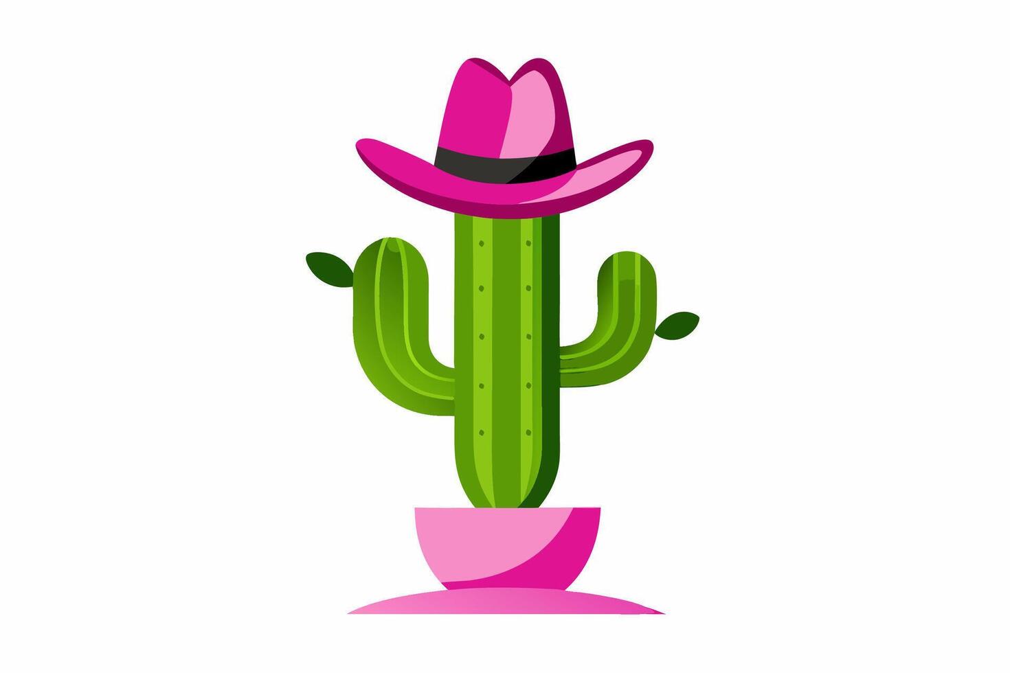 Cactus in pink hat on white background vector