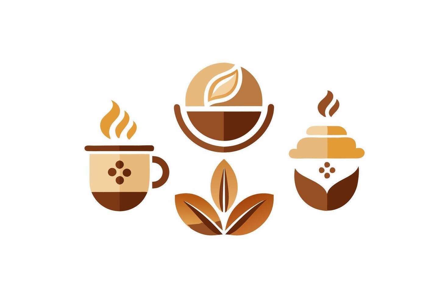 Coffee, tea, and tea leaves icons vector