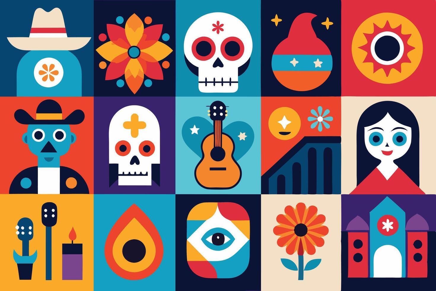 Day of the dead icons illustration vector