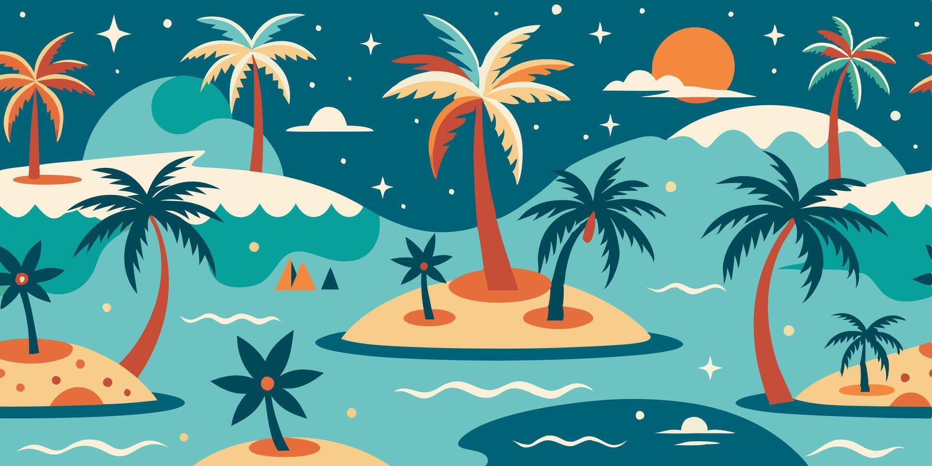 Tropical island with palm trees and water vector