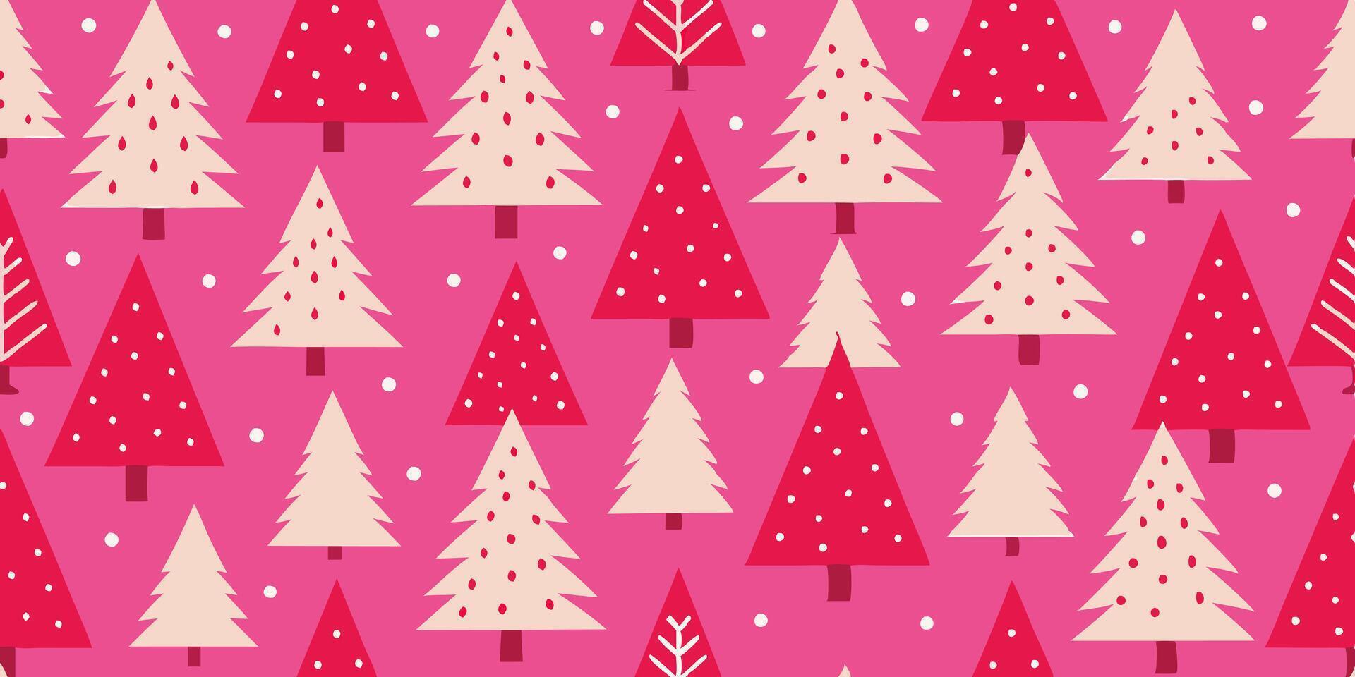 Christmas trees on pink background vector