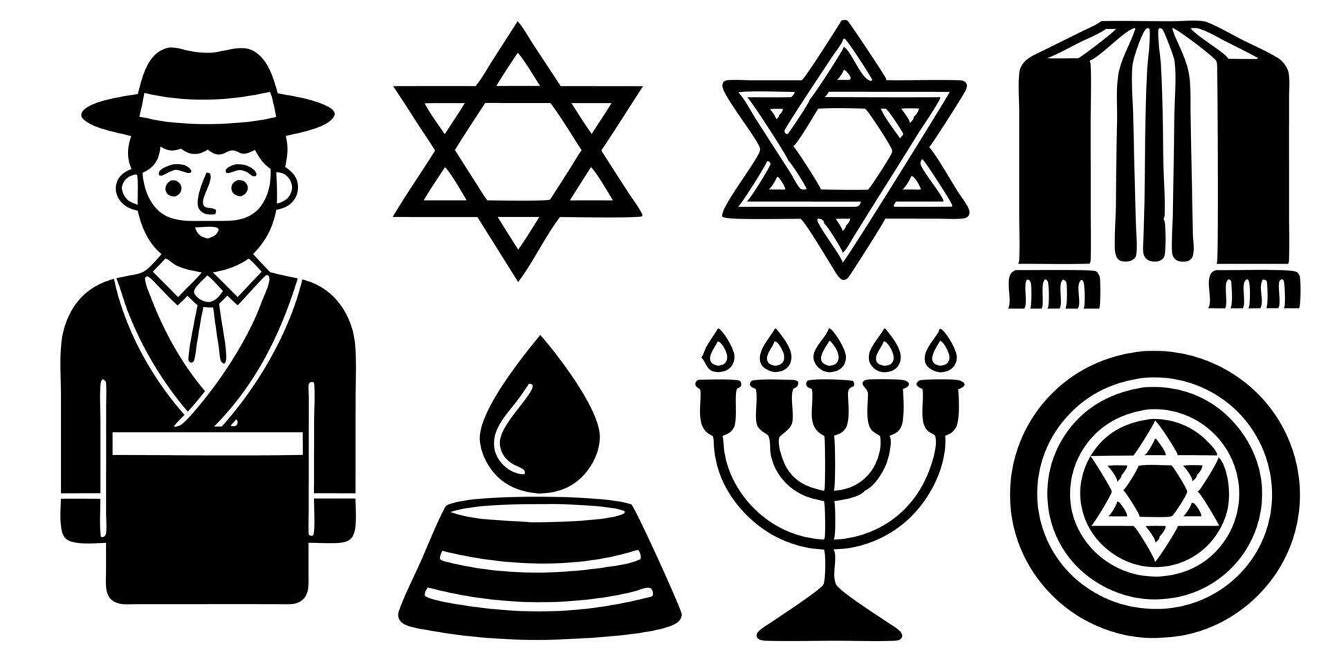 Jewish holiday icons set vector