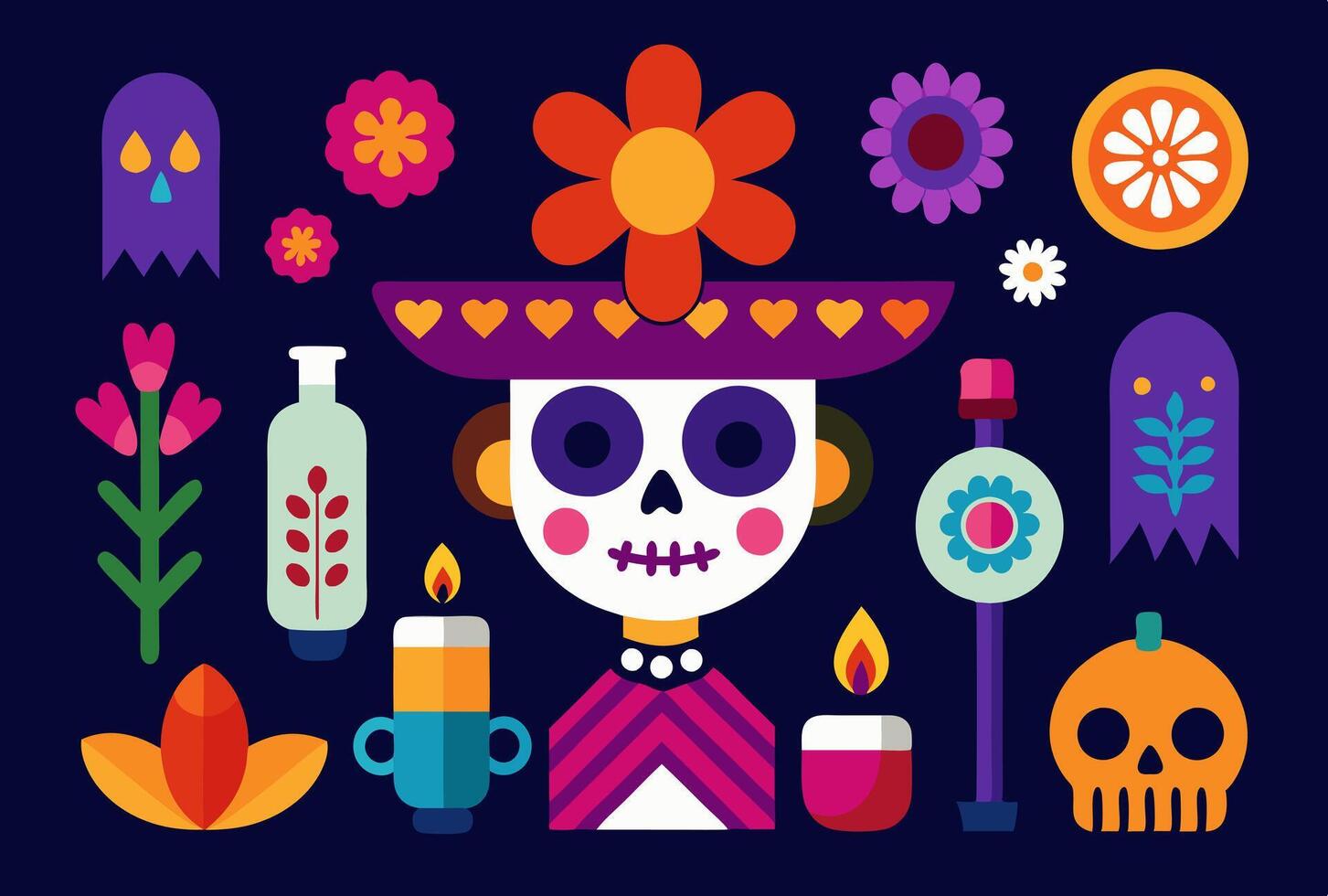 Day of the dead icons vector