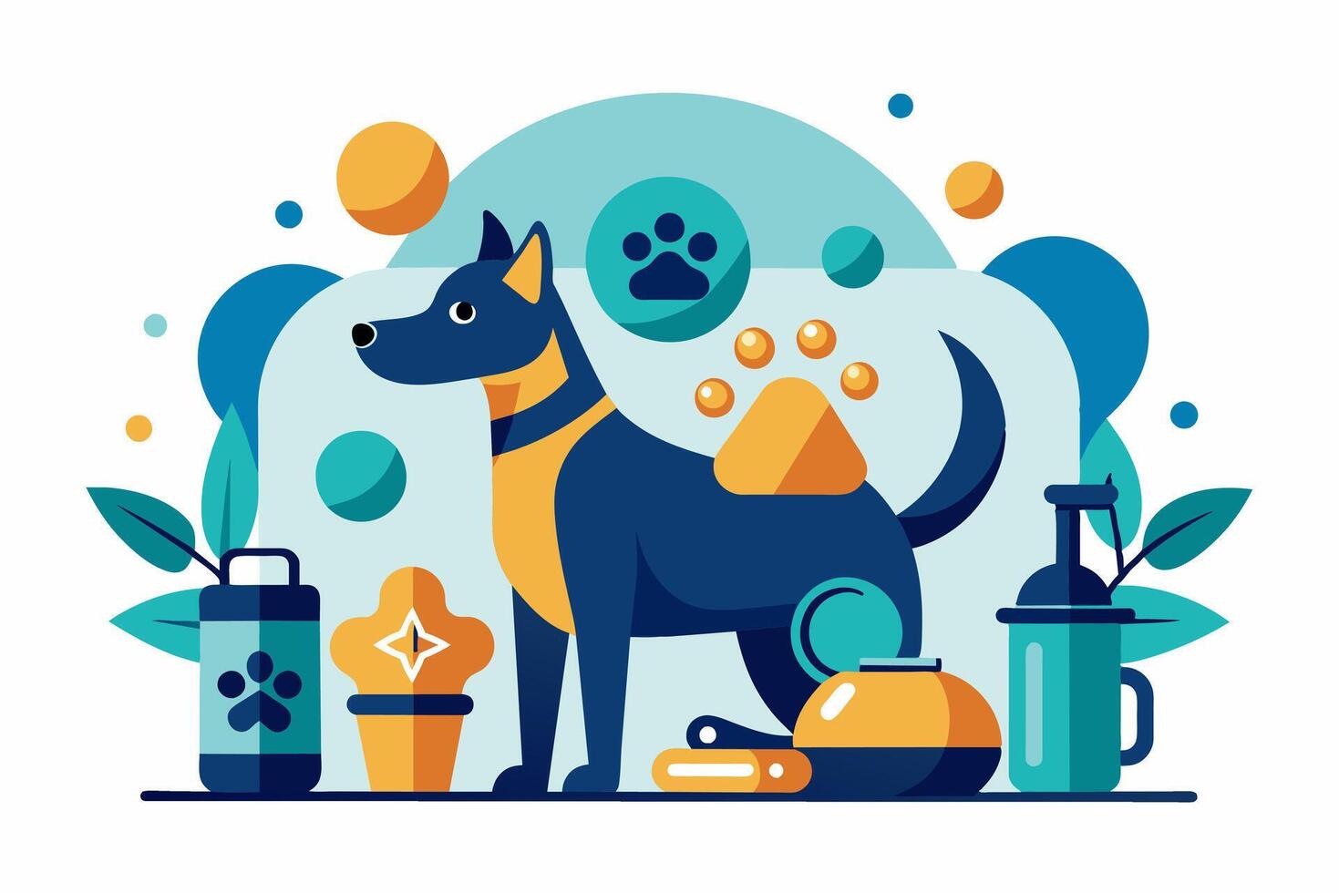 Dog and pet products, flat design vector