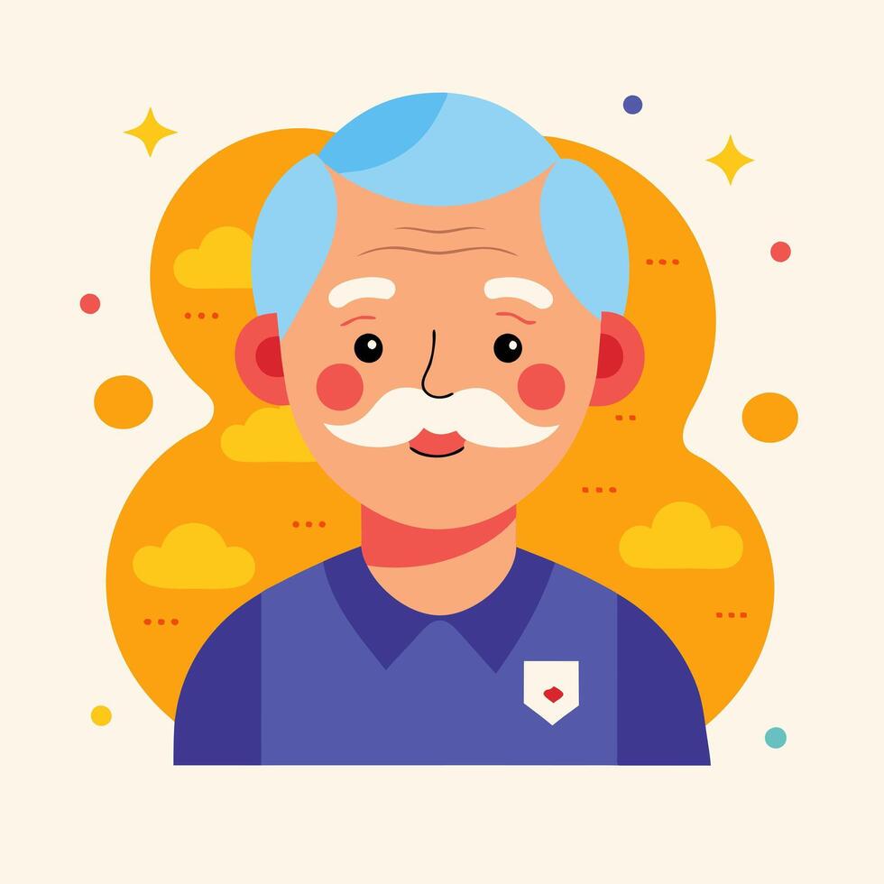 An illustration of an old man with a mustache vector