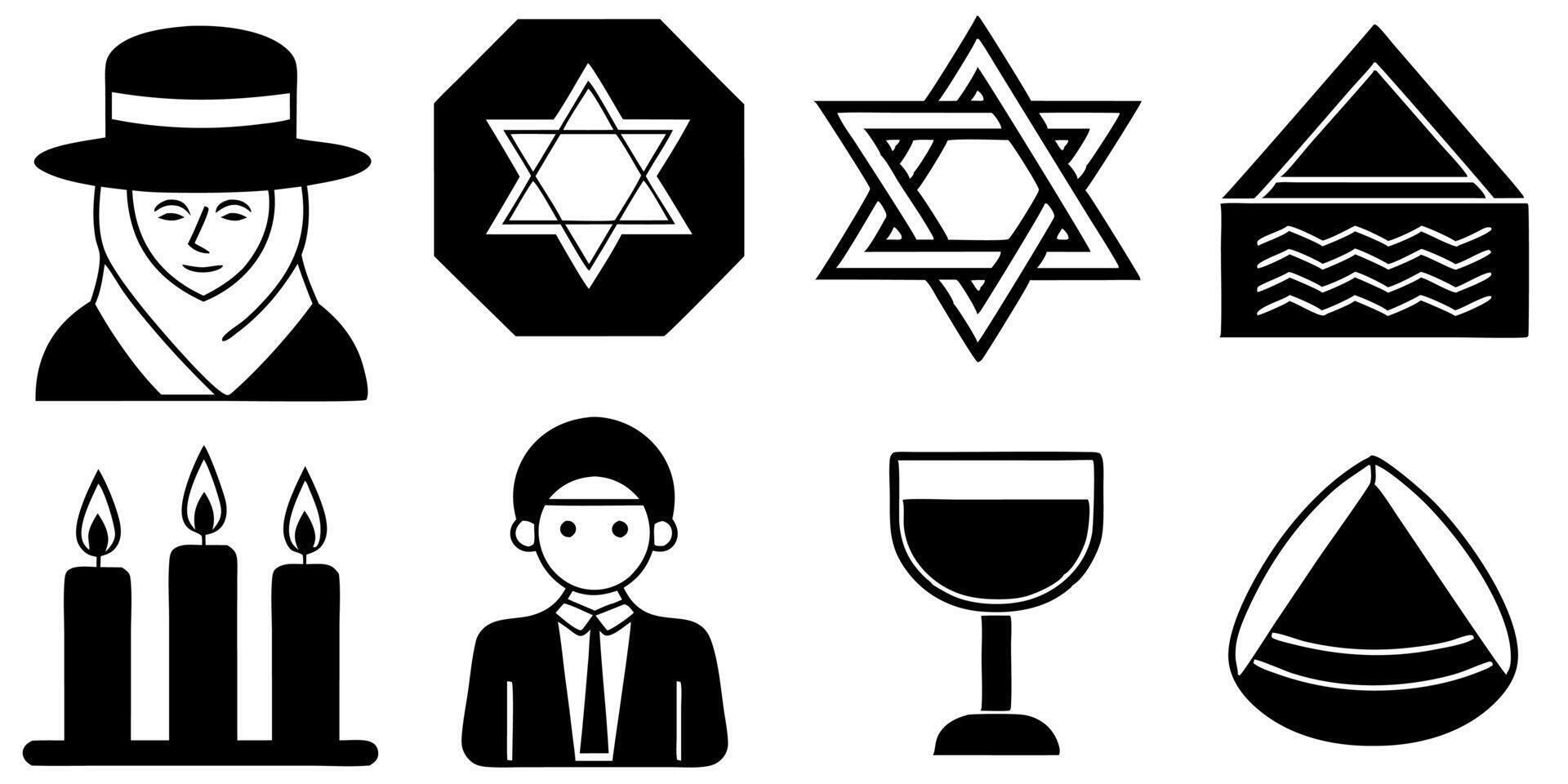 Jewish holiday icons vector