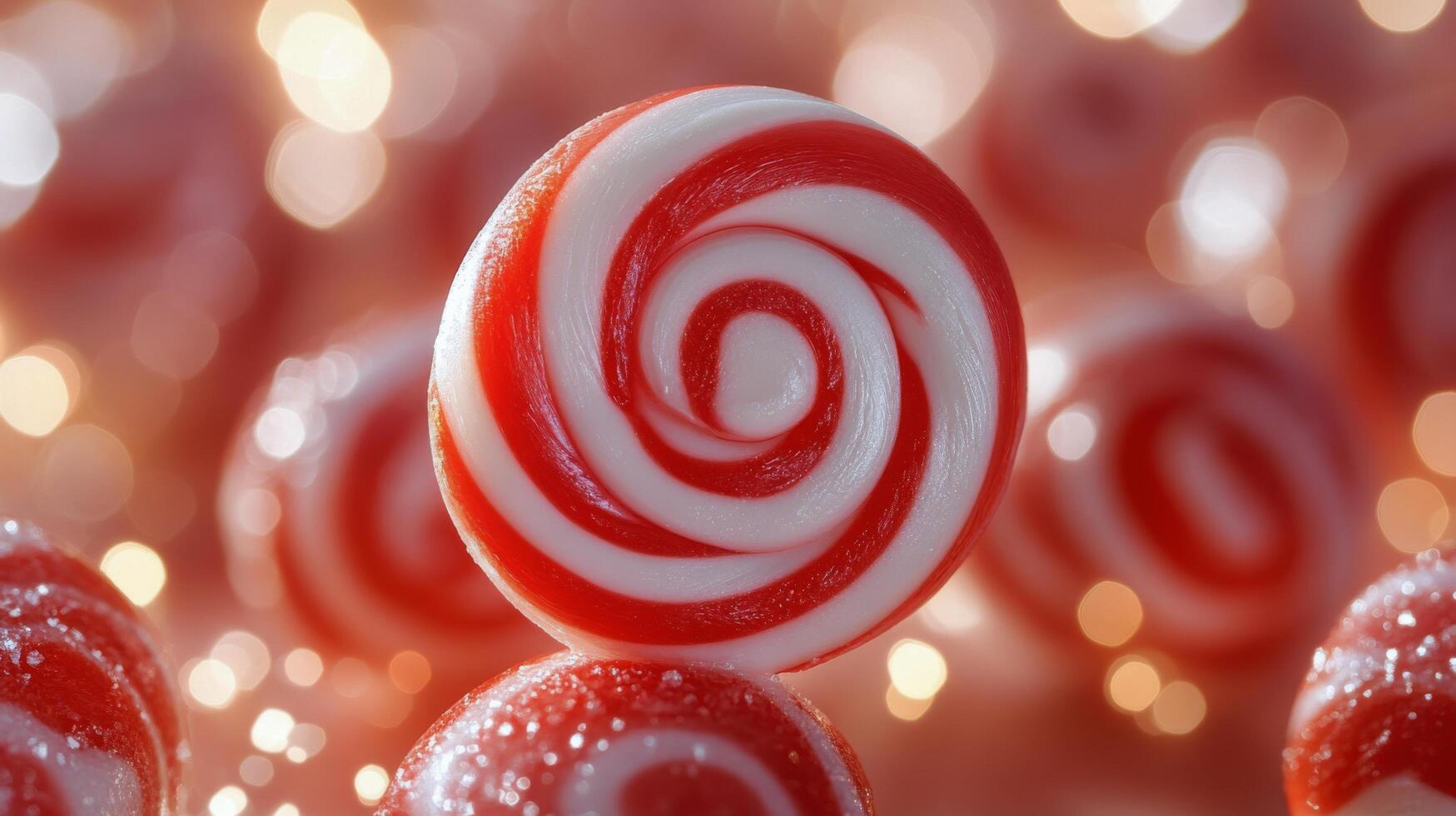 Colorful peppermint swirls placed artistically on a sparkling surface during a festive celebration photo