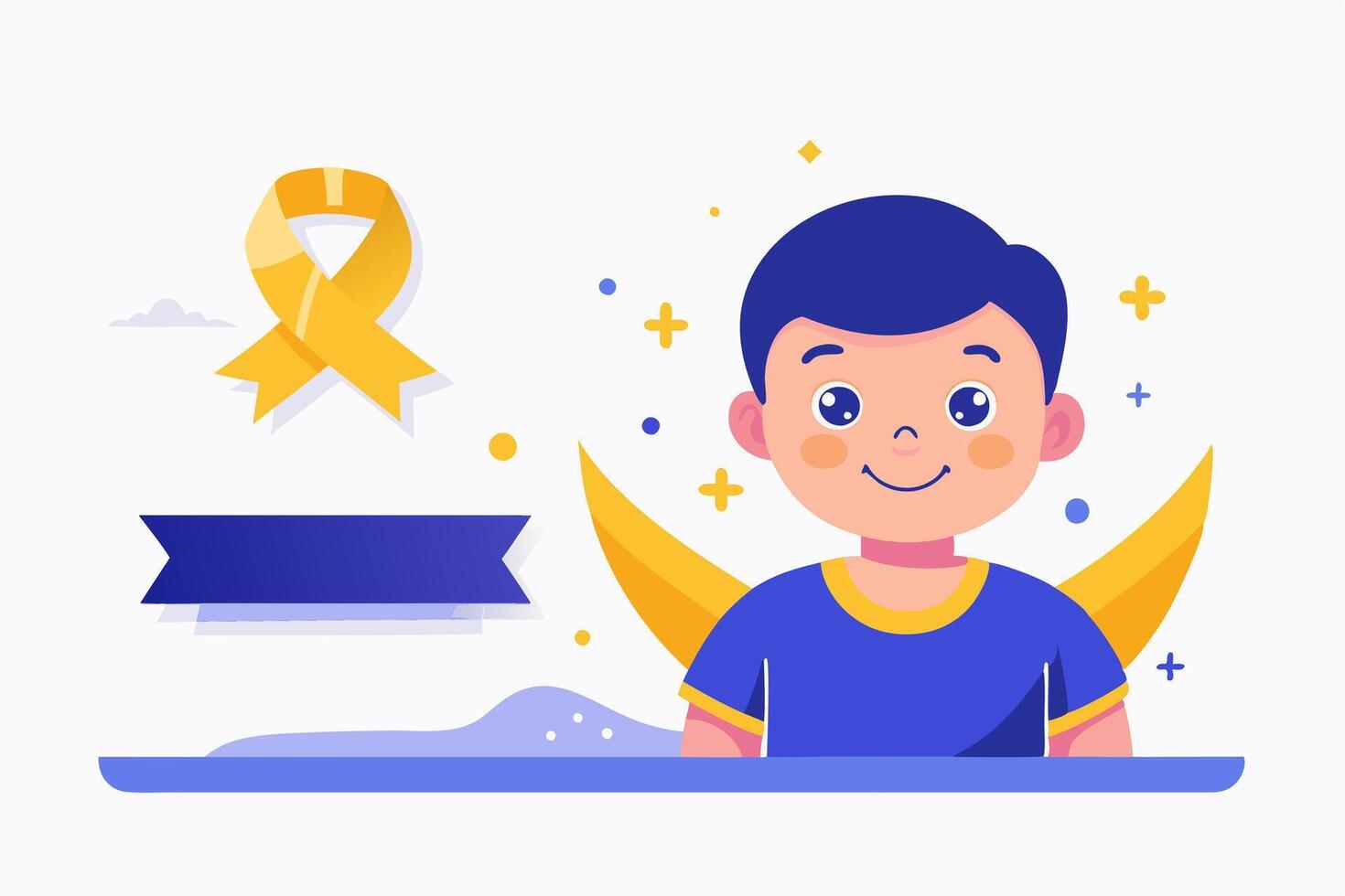 A boy with a yellow ribbon and a blue ribbon vector